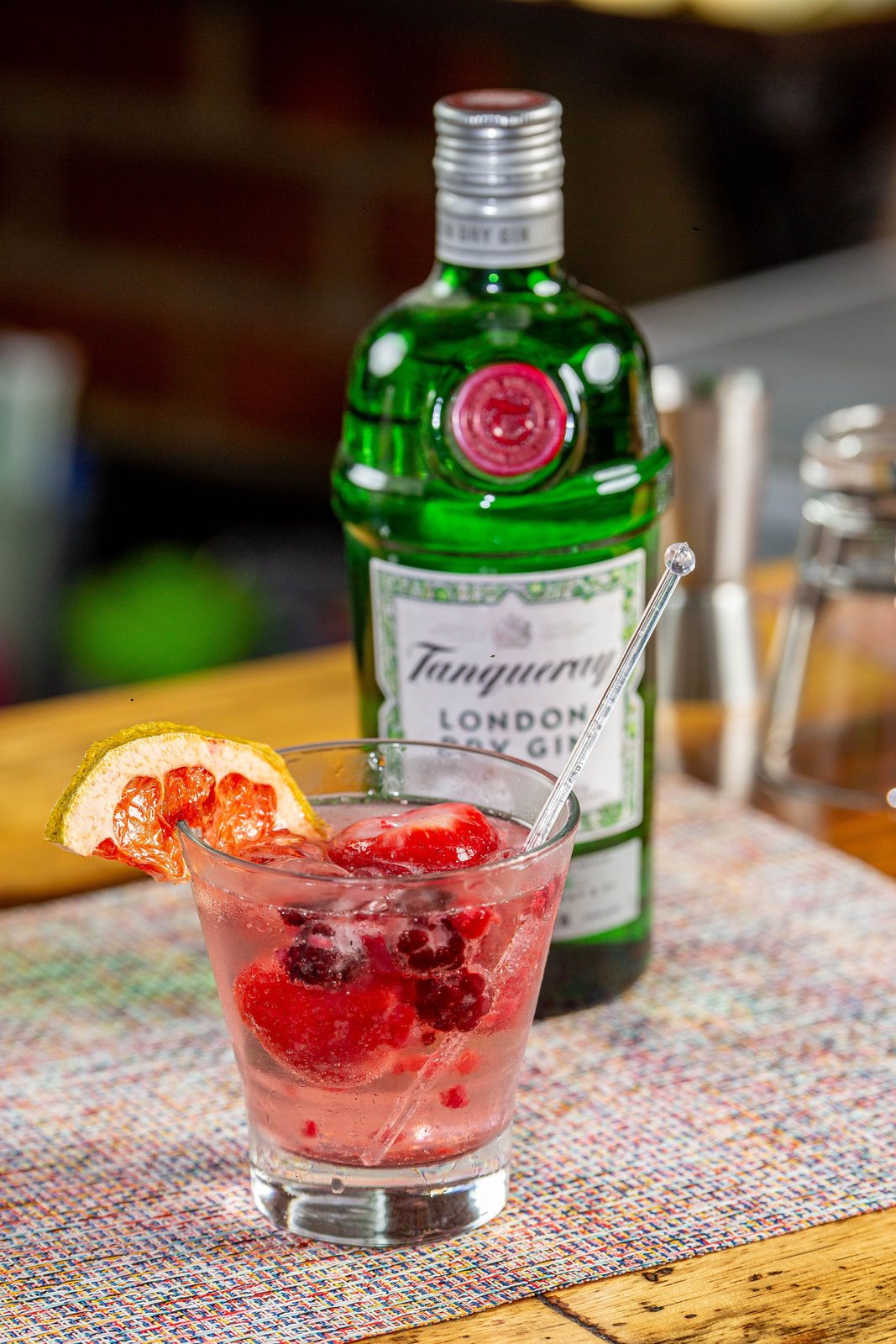 Gin bottle with botanicals